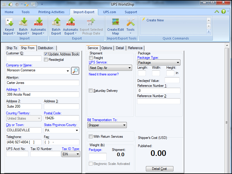 UPS WorldShip Setup with Stone Edge SQL Store File V7