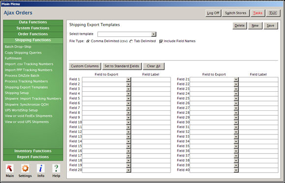 Shipping Export Templates