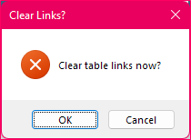 Clear Table Links Popup
