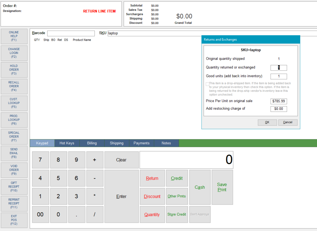 POS Merchandise Return Stone Edge Order Manager